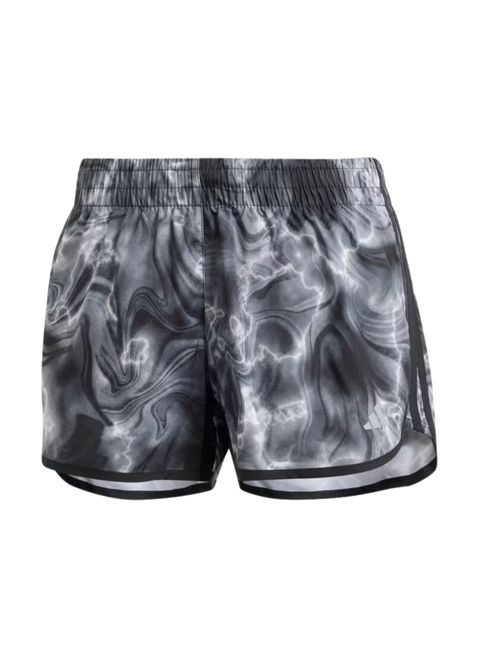 Shorts Adidas Marathon Print Feminino - Preto/Branco/Cinza