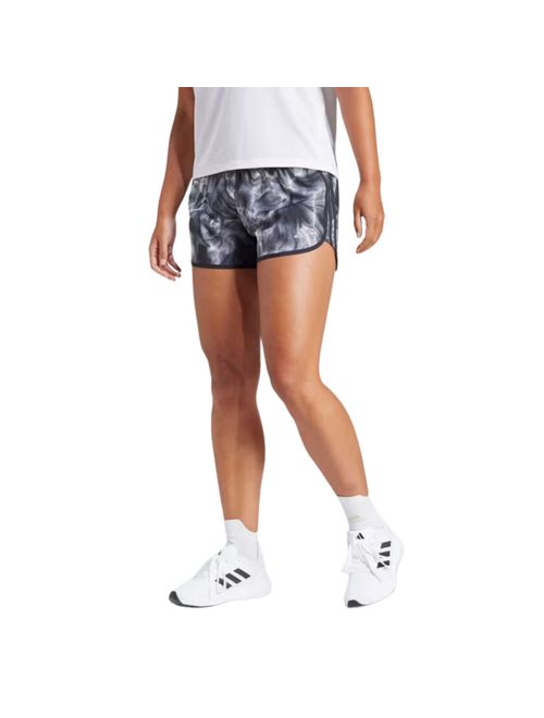 Shorts Adidas Marathon Print Feminino - Preto/Branco/Cinza