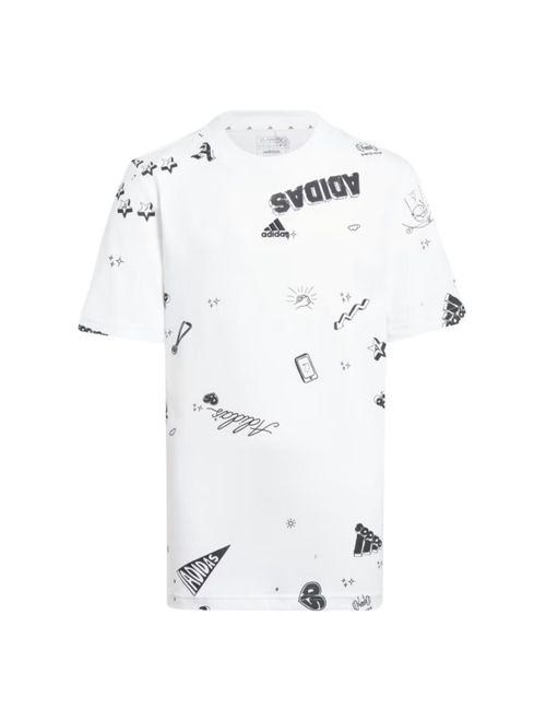 Camiseta Adidas Brand Love Infantil - Branca/Preta