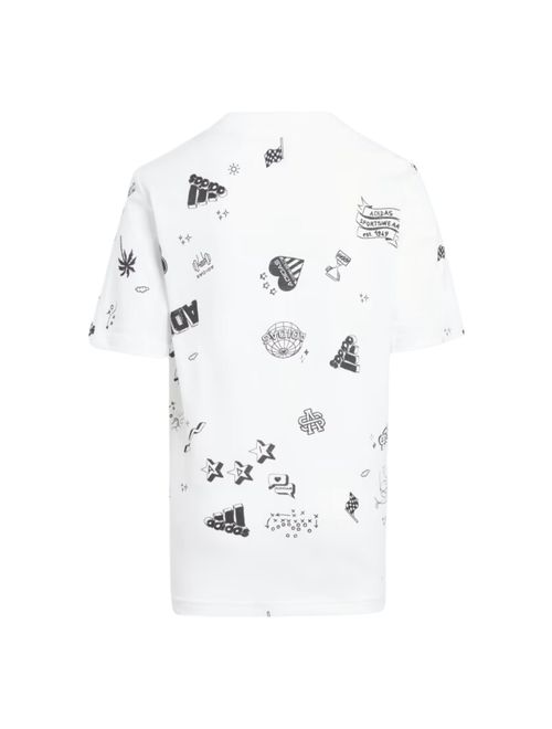 Camiseta Adidas Brand Love Infantil - Branca/Preta