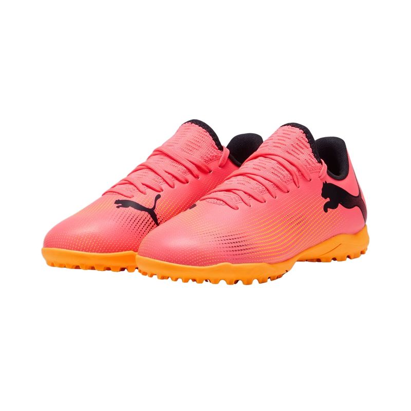 Chuteira-Society-Puma-Future-7-Play-Juv-Infantil---Laranja-Preta