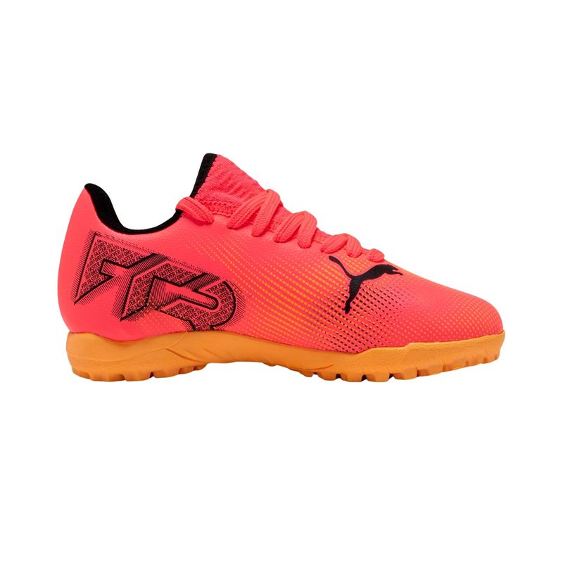 Chuteira-Society-Puma-Future-7-Play-Infantil---Laranja-Preta