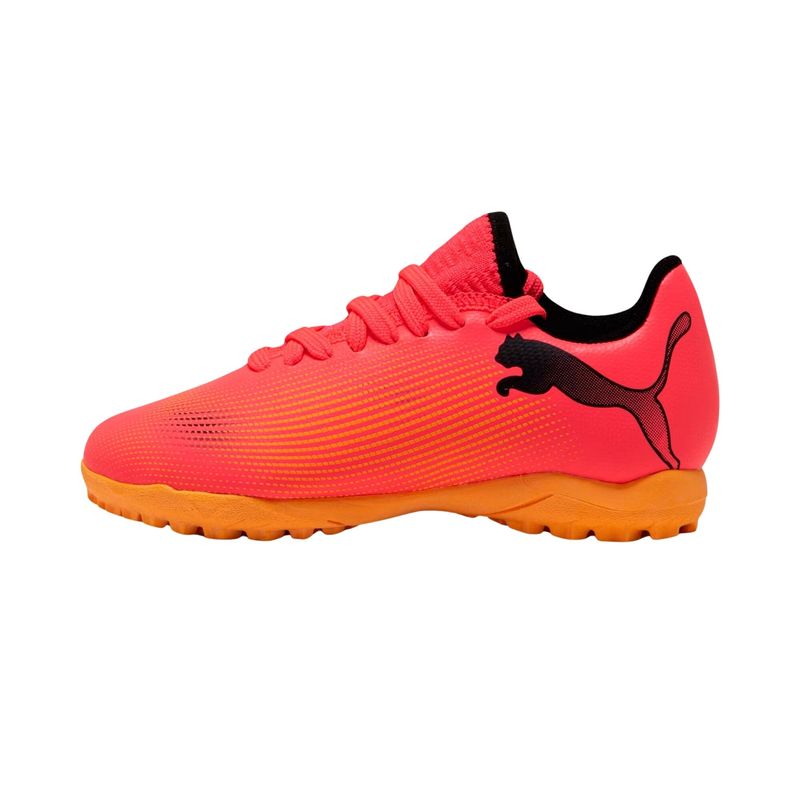 Chuteira-Society-Puma-Future-7-Play-Infantil---Laranja-Preta