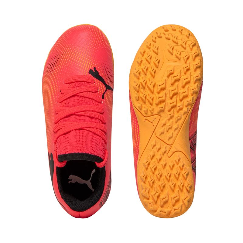 Chuteira-Society-Puma-Future-7-Play-Infantil---Laranja-Preta