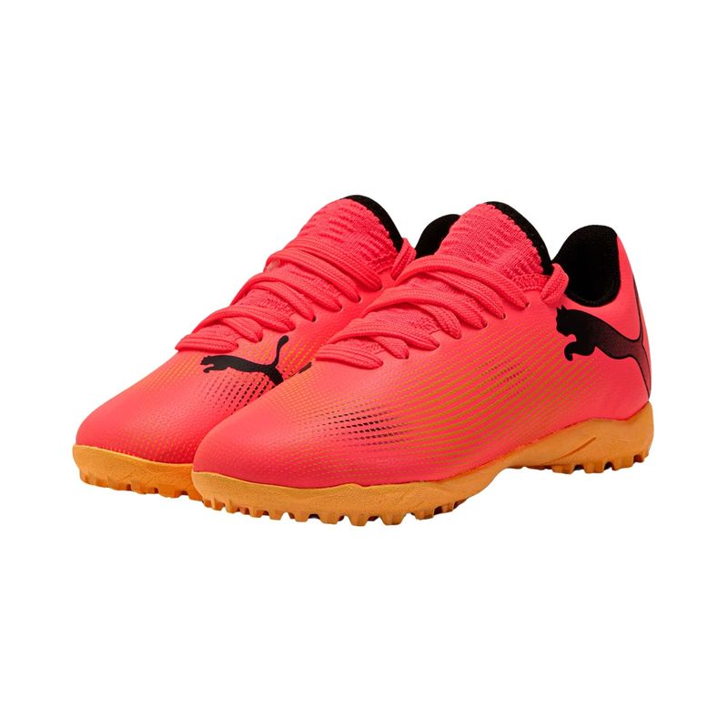 Chuteira-Society-Puma-Future-7-Play-Infantil---Laranja-Preta