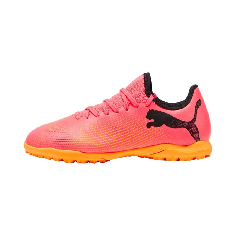 Chuteira-Society-Puma-Future-7-Play-Juv-Infantil---Laranja-Preta