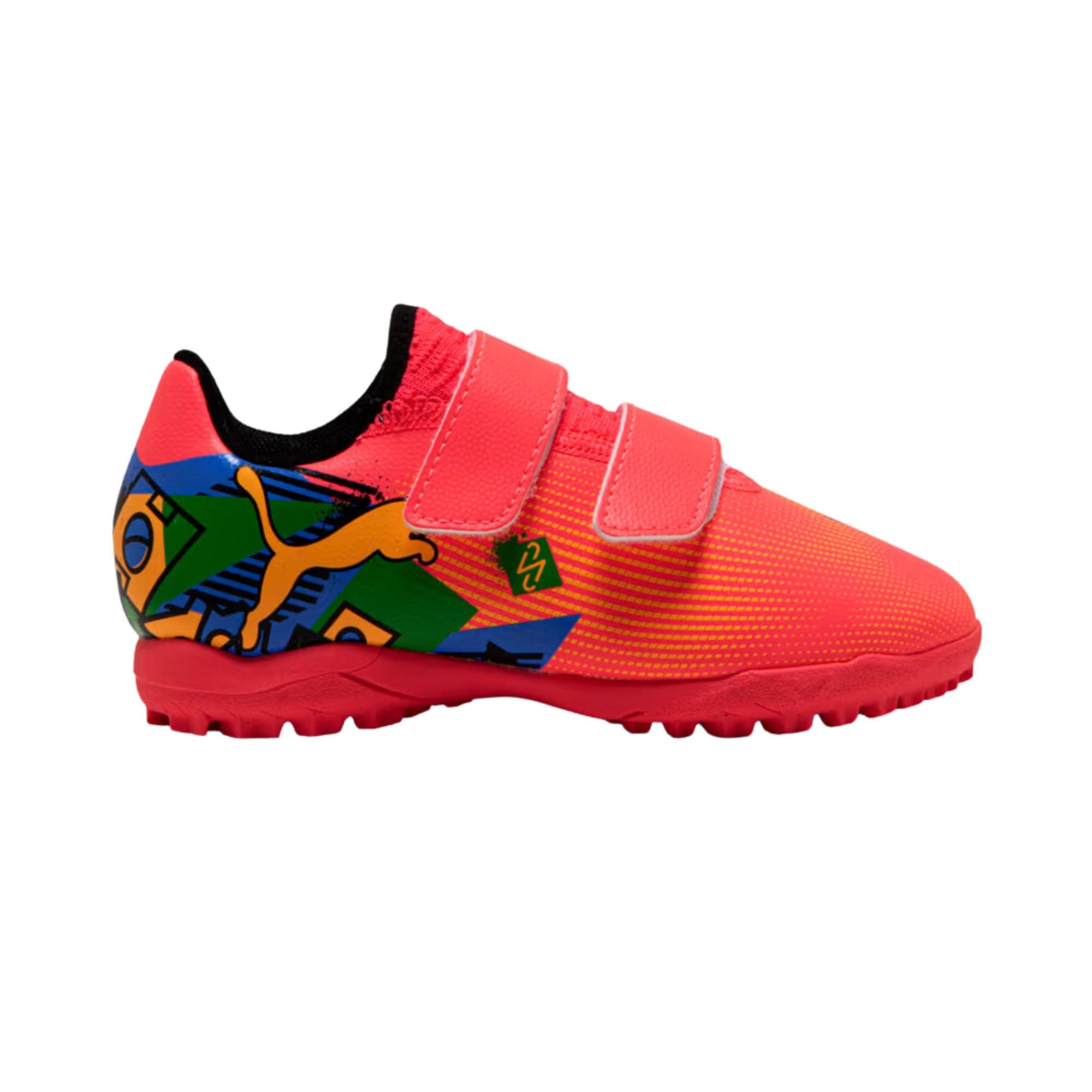 Chuteira Society Puma Future 7 Play Neymar Jr Velcro Infantil - Laranja