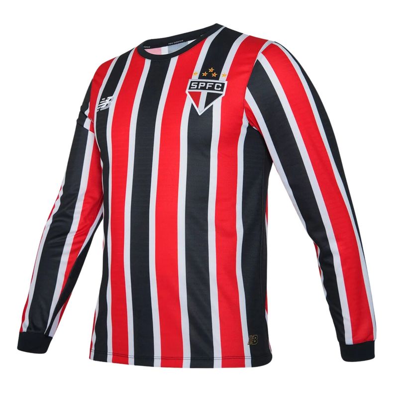 Camisa-Manga-Longa-Sao-Paulo-IL-2024-25-New-Balance-Torcedor-Masculina---Vermelha-Preta-Banca