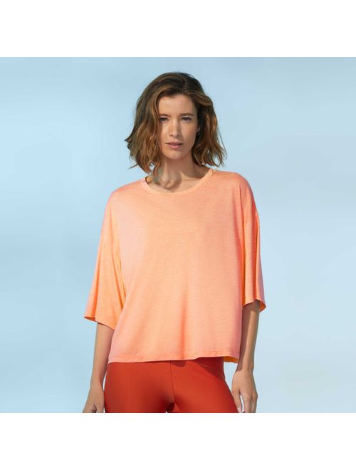 Blusa Fitness Decote U Laranja Escuro Petra