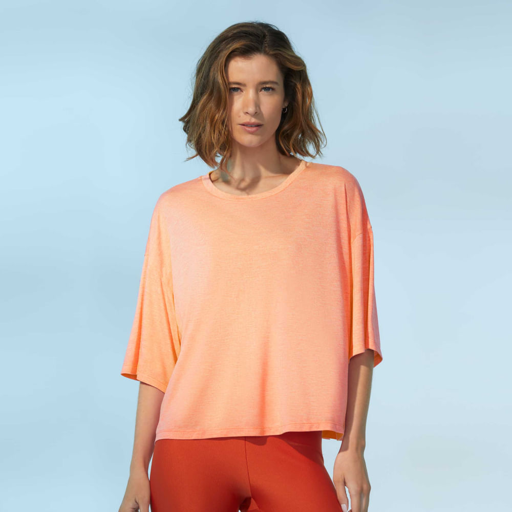 Blusa Fitness Decote U Laranja Escuro Petra