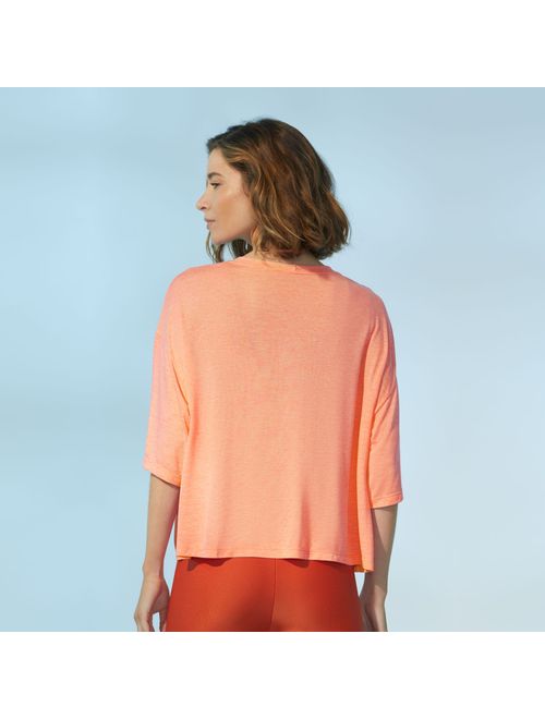 Blusa Fitness Decote U Laranja Escuro Petra