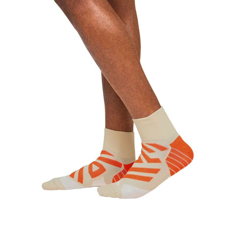 Meia-On-Running-Performance-Mid-I-Masculina---Bege-Laranja