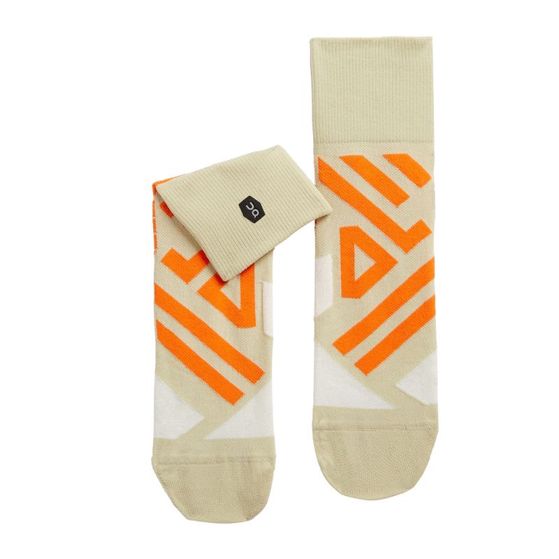 Meia-On-Running-Performance-Mid-I-Masculina---Bege-Laranja