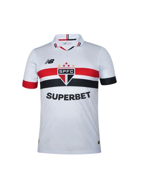 Camisa São Paulo I 2024  New Balance Torcedor Masculina - Branca/Vermelha