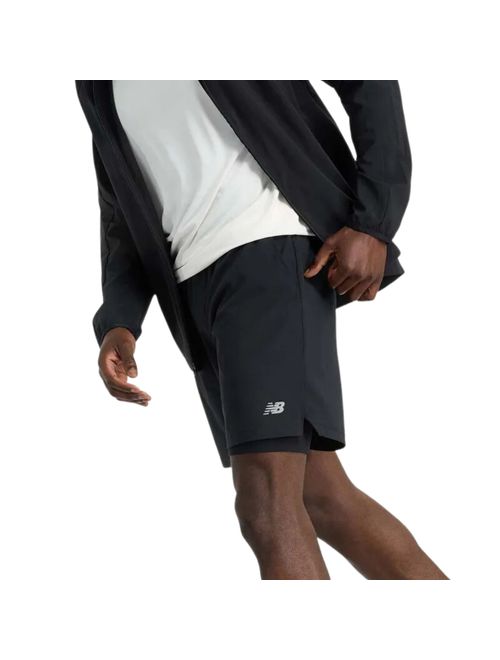 Short New Balance Club 2 Em 1 - 7" Masculino - Preto