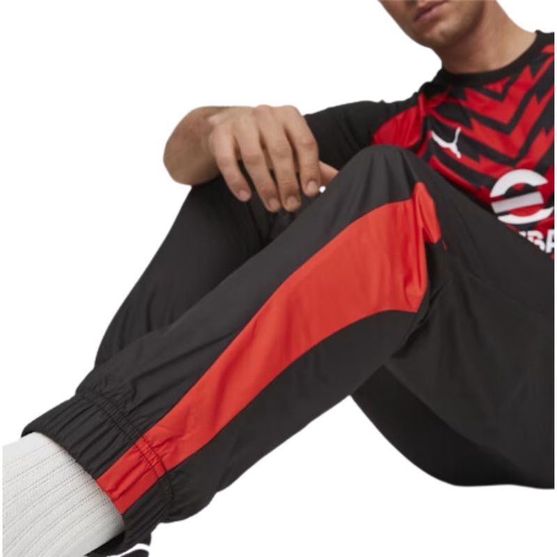 calca-milan-2023-24-puma-pre-jogo-masculina-preta-vermelha