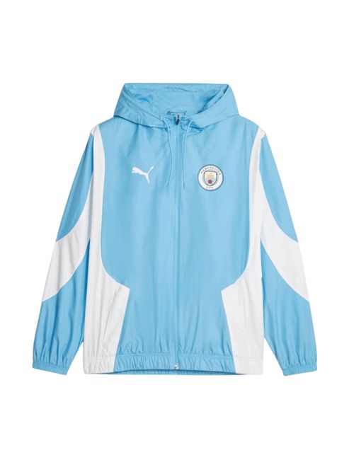 Jaqueta Manchester City 2023/24 Puma Pré-Jogo Masculina - Azul Clara/Branco