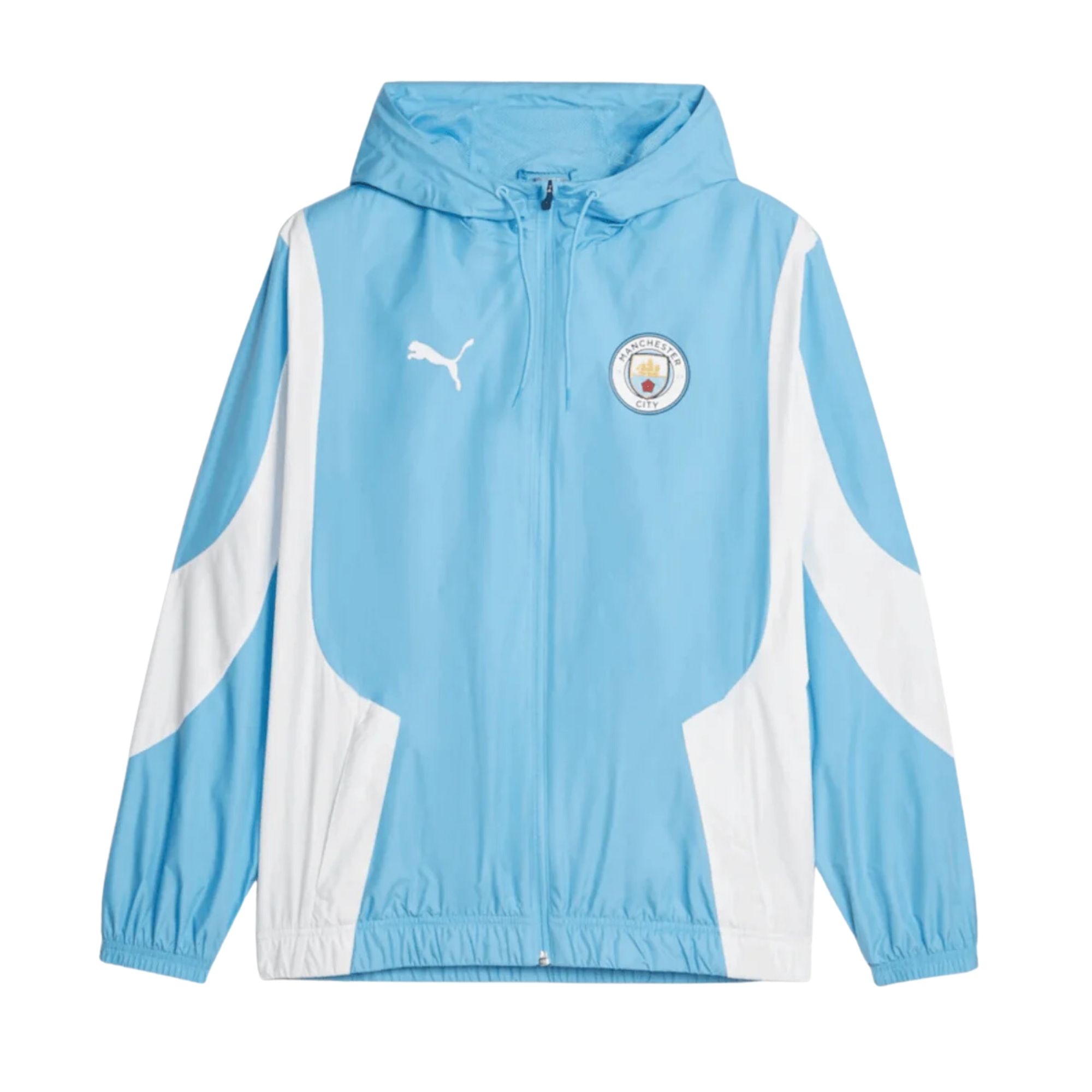 Jaqueta Manchester City 2023/24 Puma Pré-Jogo Masculina - Azul Clara/Branco