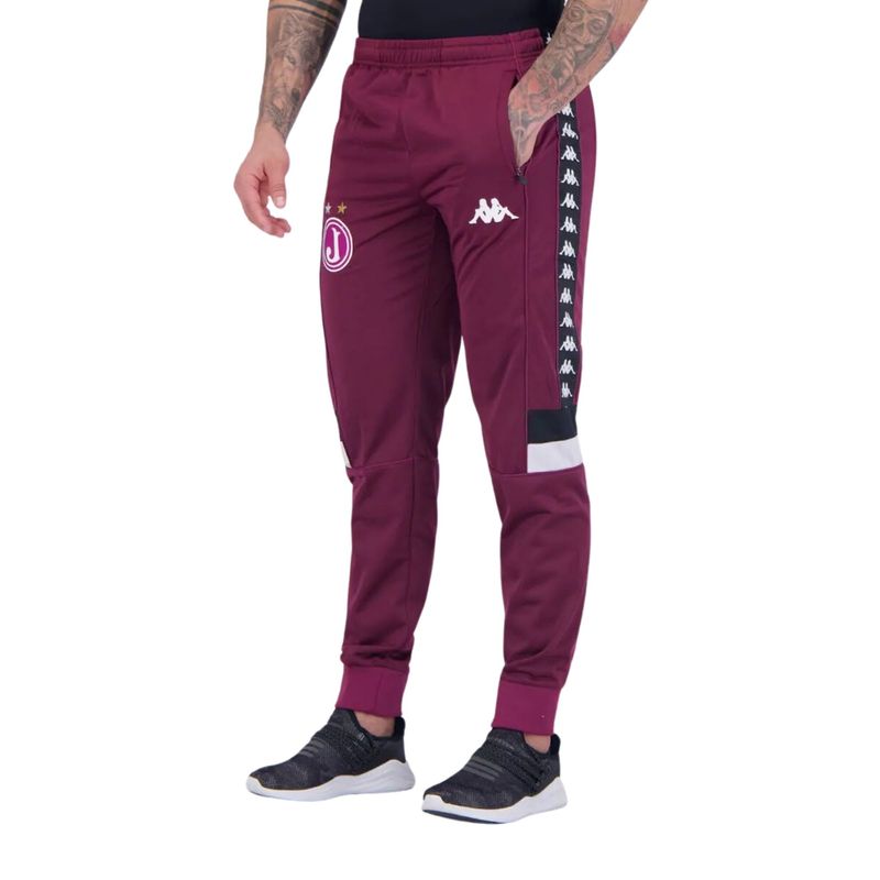 Calca-Juventus-Kappa-Banda-Masculina---Bordo-Preto