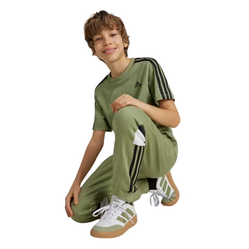 camiseta-adidas-essentials-3-stripes-infantil-verde