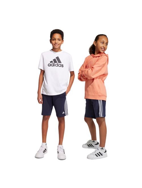 Shorts Malha Adidas Essentials Três Listras Infantil - Azul Marinho
