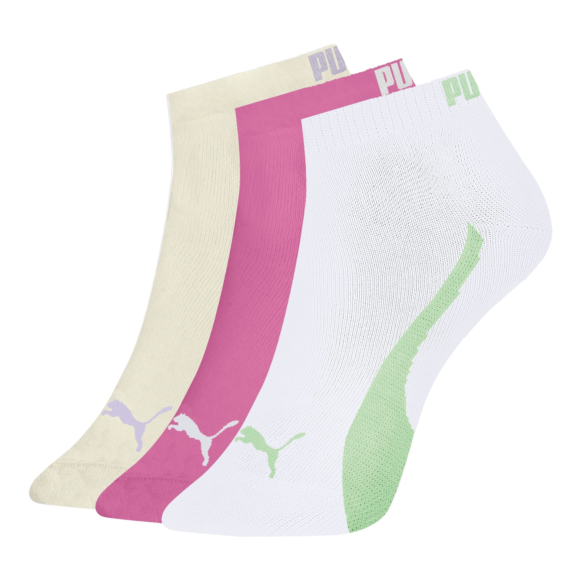 Kit Meia Sapatilha Puma 3 Pares Feminina - Bege/Rosa