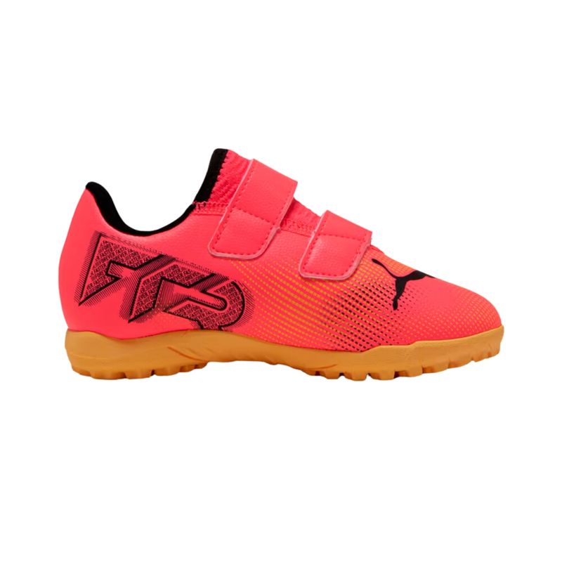 Chuteira-Society-Puma-Future-7-Play-Infantil---Laranja-Preta