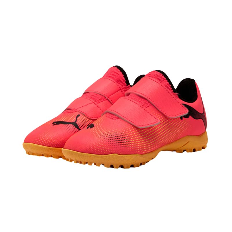 Chuteira-Society-Puma-Future-7-Play-Infantil---Laranja-Preta