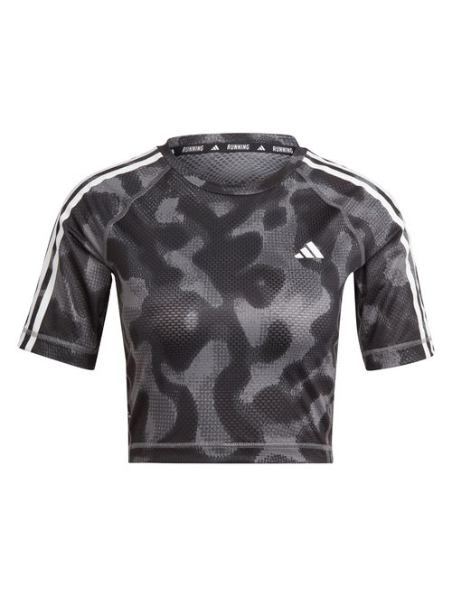 Camiseta Adidas Estampada Own The Run Três Listras Feminina - Cinza/Preta