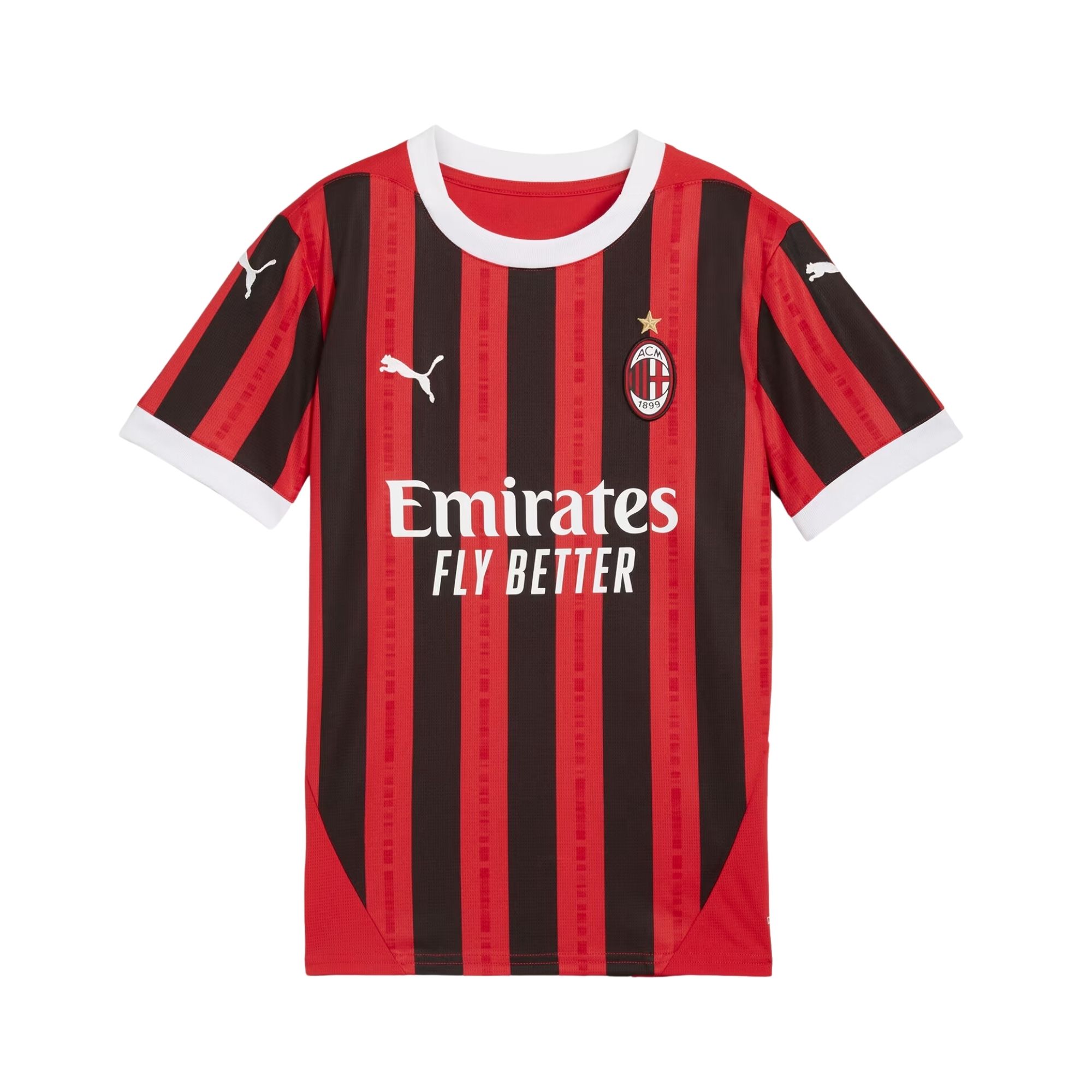 Camisa Ac Milan I 24/25 Puma Home Infantil - Vermelha/Preta