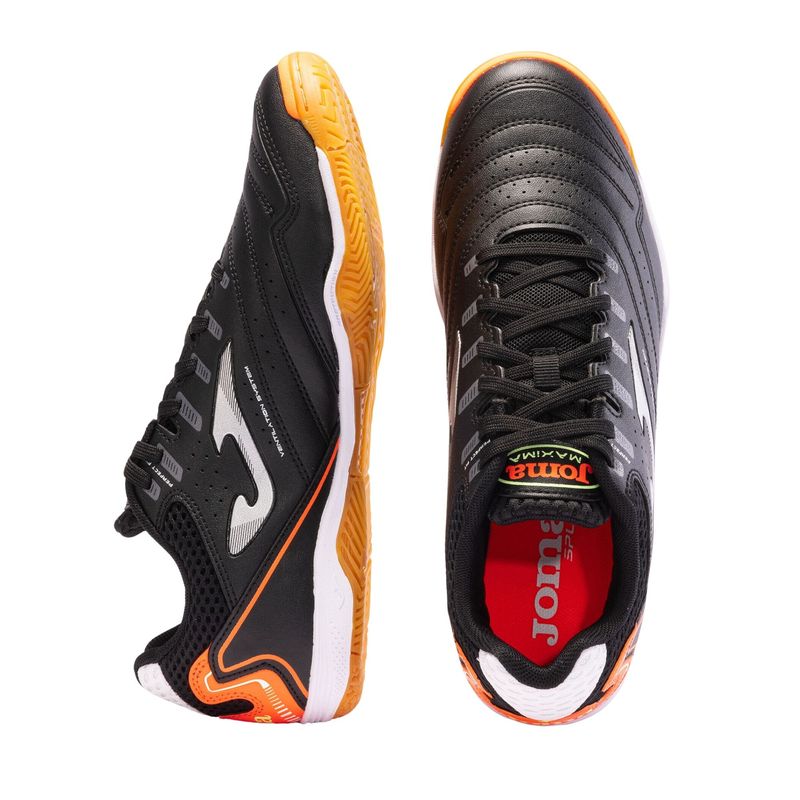 chuteira-futsal-joma-maxima-23-masculina-preta-laranja