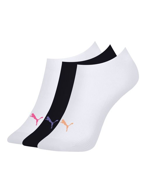 Kit Meia Sapatilha Puma Invisível 3 Pares Feminina - Branca/Preta