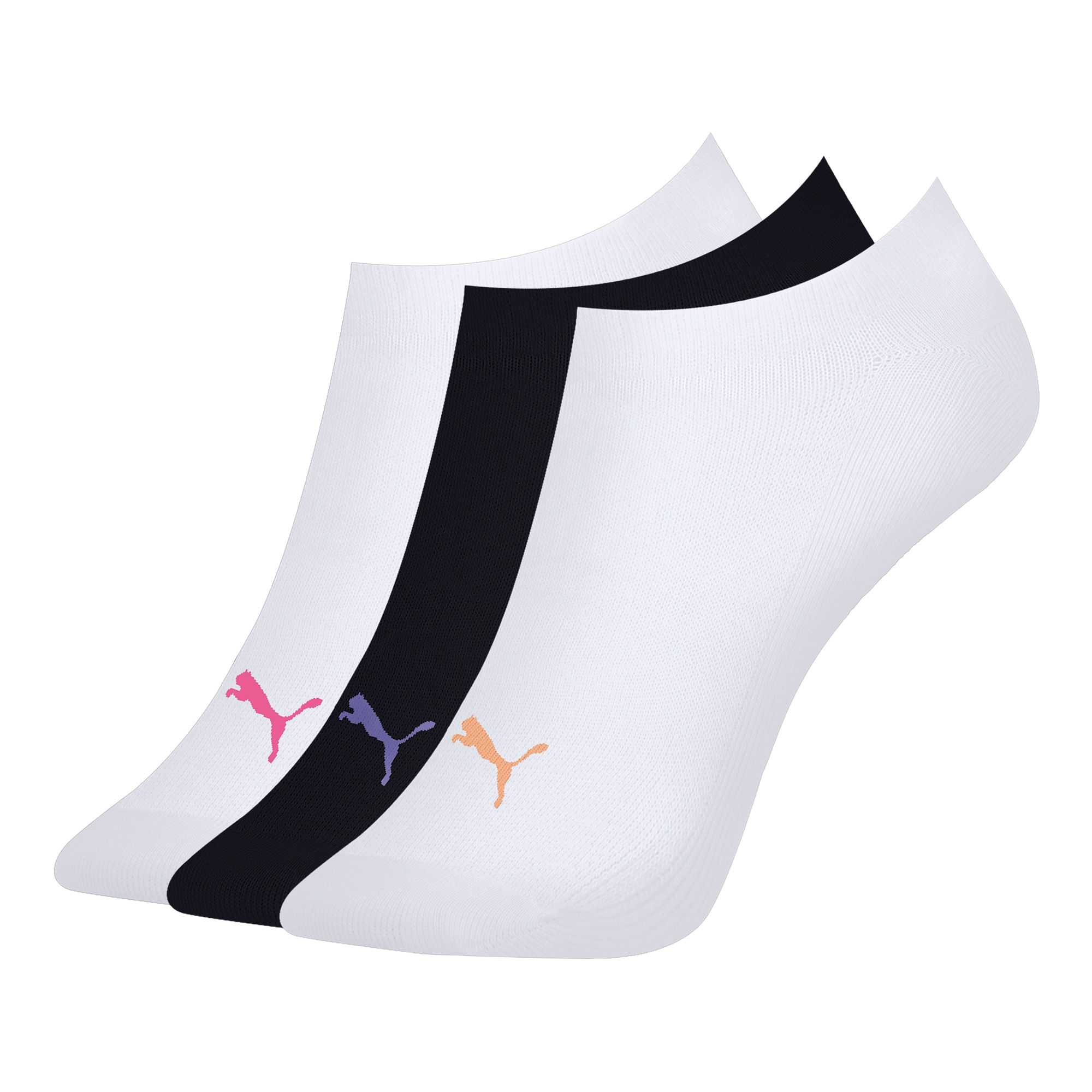 Kit Meia Sapatilha Puma Invisível 3 Pares Feminina - Branca/Preta