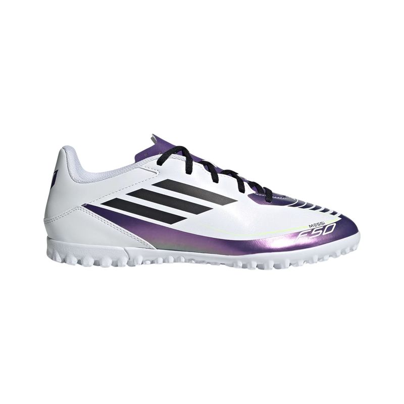 chuteira-society-adidas-f50-club-messi-unissex-branca-roxa