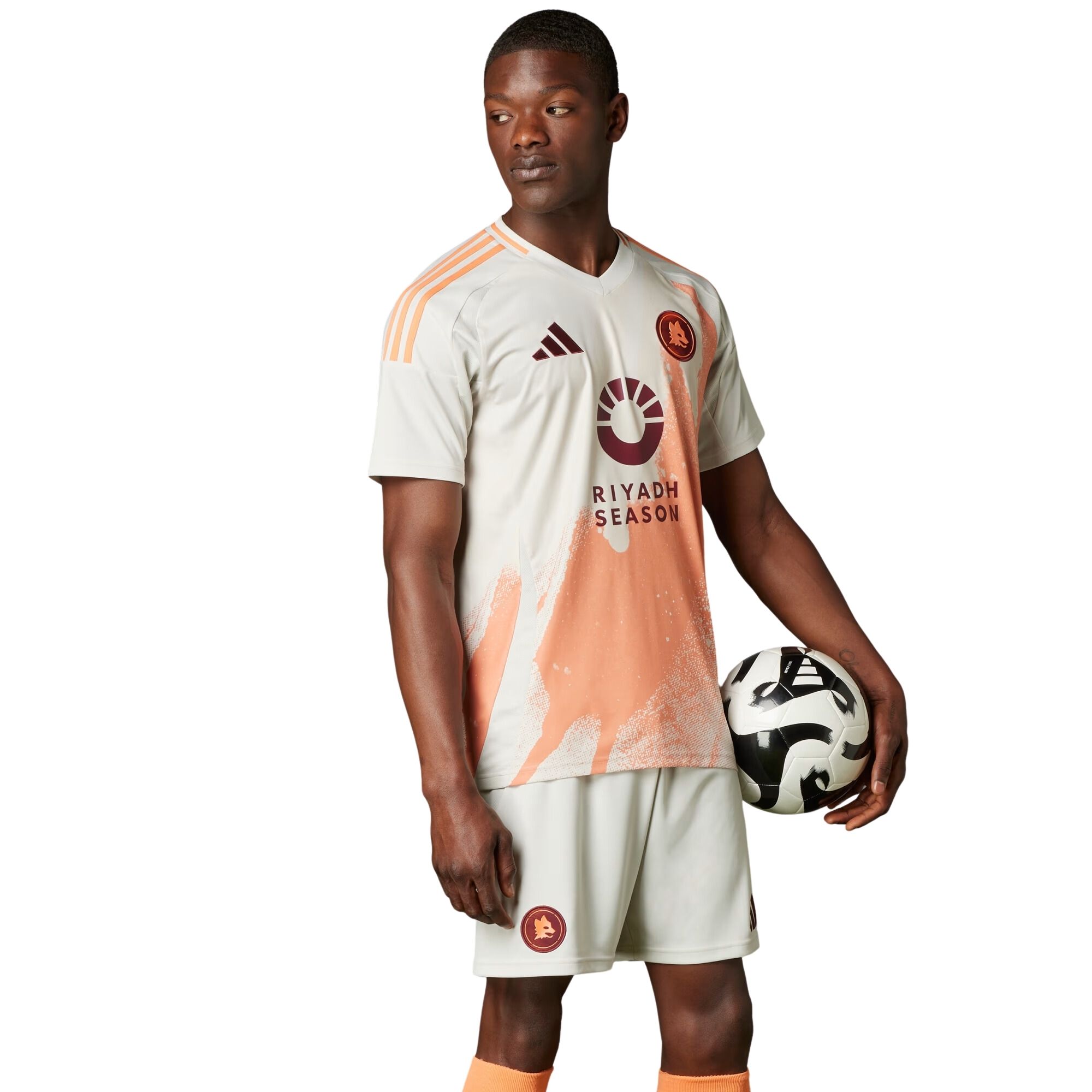 Camisa Roma II 24/25 Adidas Jersey Masculina - Off White/Laranja