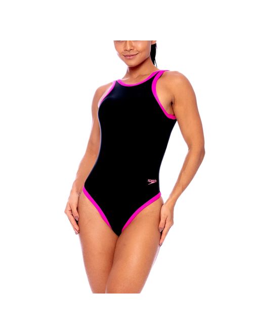 Maiô Speedo Body Speed Feminino - Preto/Rosa