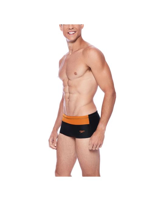 Sunga Speedo Tradicional Color Block Masculina - Preta/Laranja