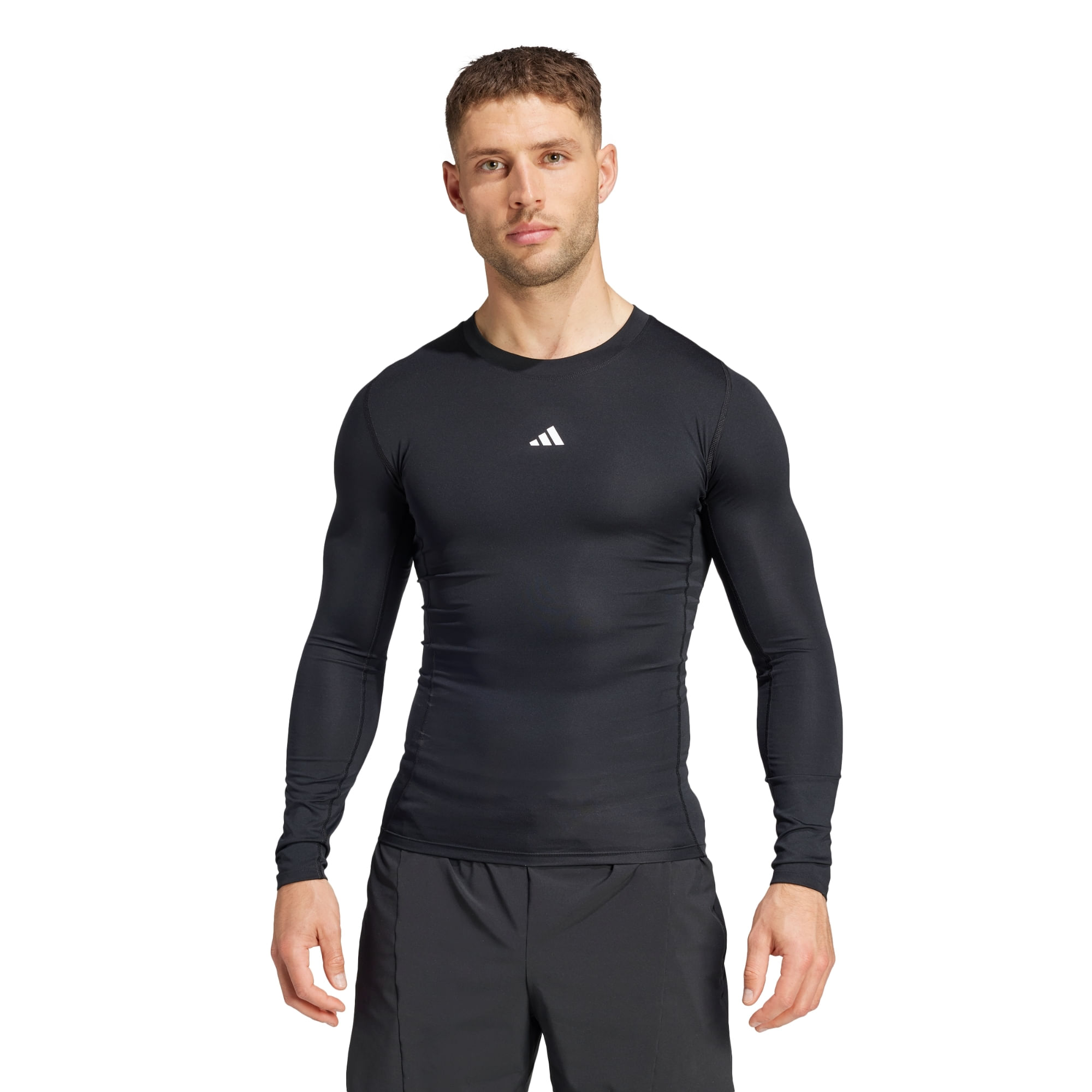 Camiseta Manga Longa Techfit Compression Adidas Treino Masculina - Preta