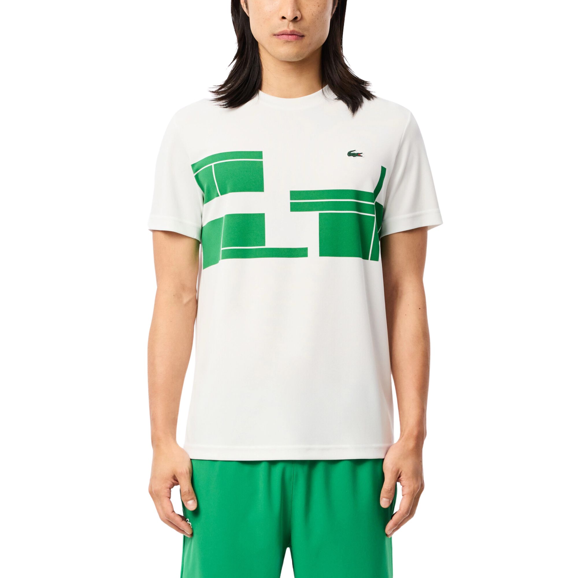 Camiseta Lacoste Tennis X De Novak Djokovic Ultra-Dry Masculina - Branca/Verde