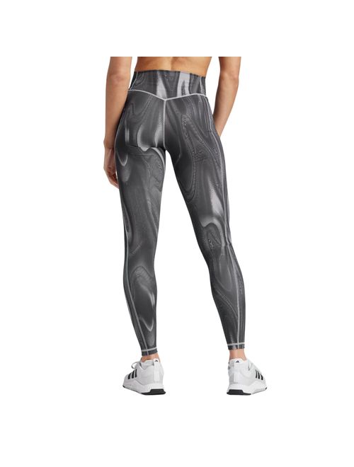 Calça Legging Adidas Estampa Optime Feminina - Preta Mesclada