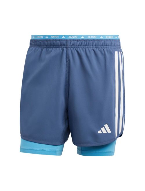Shorts Adidas 2X1 Own The Run 3 Listras Masculina - Azul
