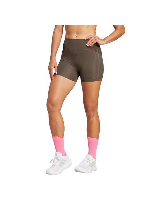 Shorts Adidas Optime 4 Inch Raw Cut Hem Compressão Feminino - Marrom
