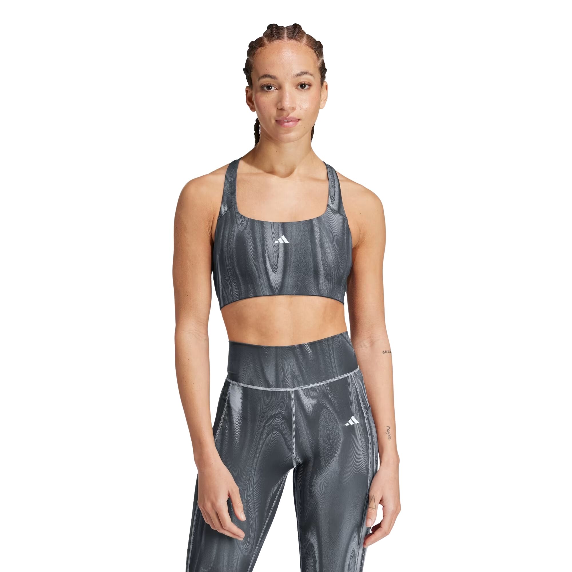 Top Adidas Power Impac Suporte Medio Feminino - Preto Mesclado