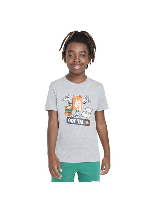 Camiseta Nike Sportswear Estampada Infantil - Cinza