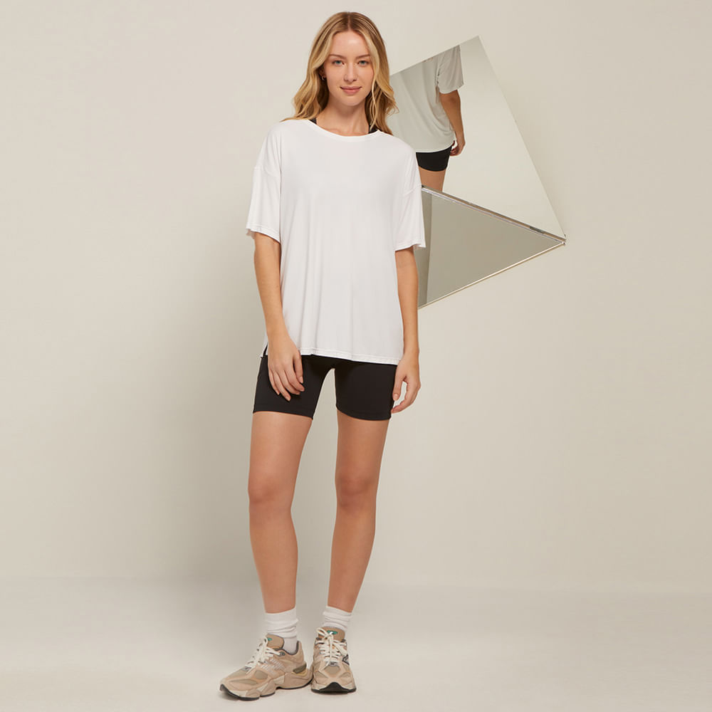 Blusa Fitness Longa Branca Uv Dry Palma