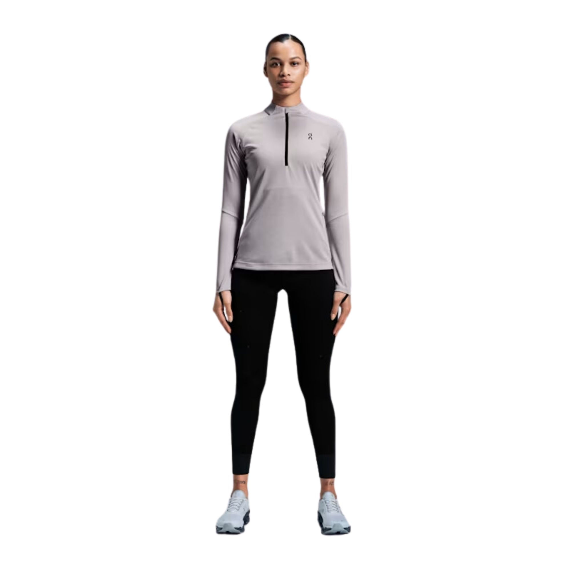 Camiseta Manga Longa On Running Climate Shirt Feminina - Cinza