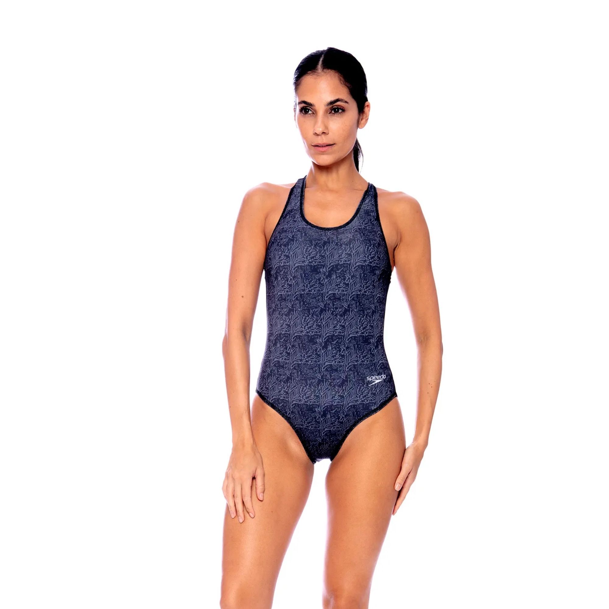 Maiô Speedo Cross Deep Map Feminino - Preto