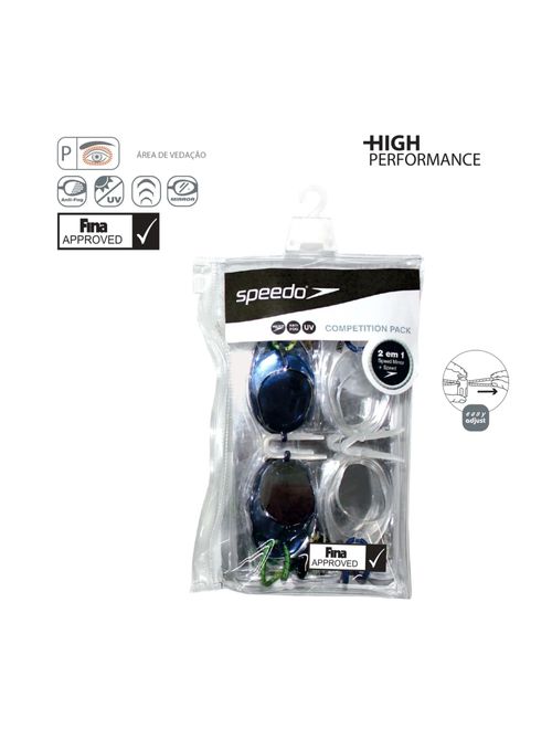 Óculos De Natação Speedo Competition Pack Unissex - Azul Espelhado