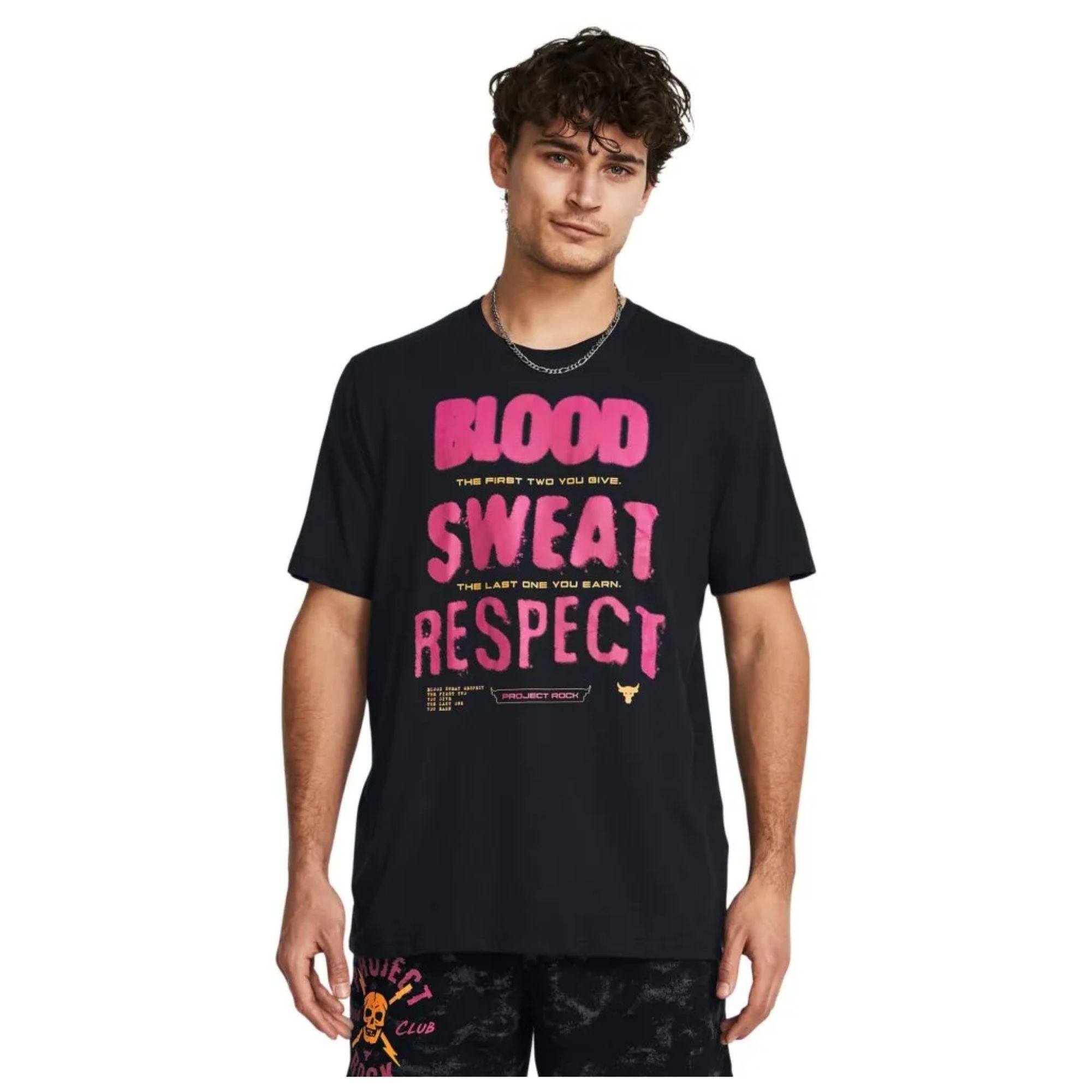 Camiseta Under Armour Project Rock Bsr Graphic  Masculina - Preta/Rosa