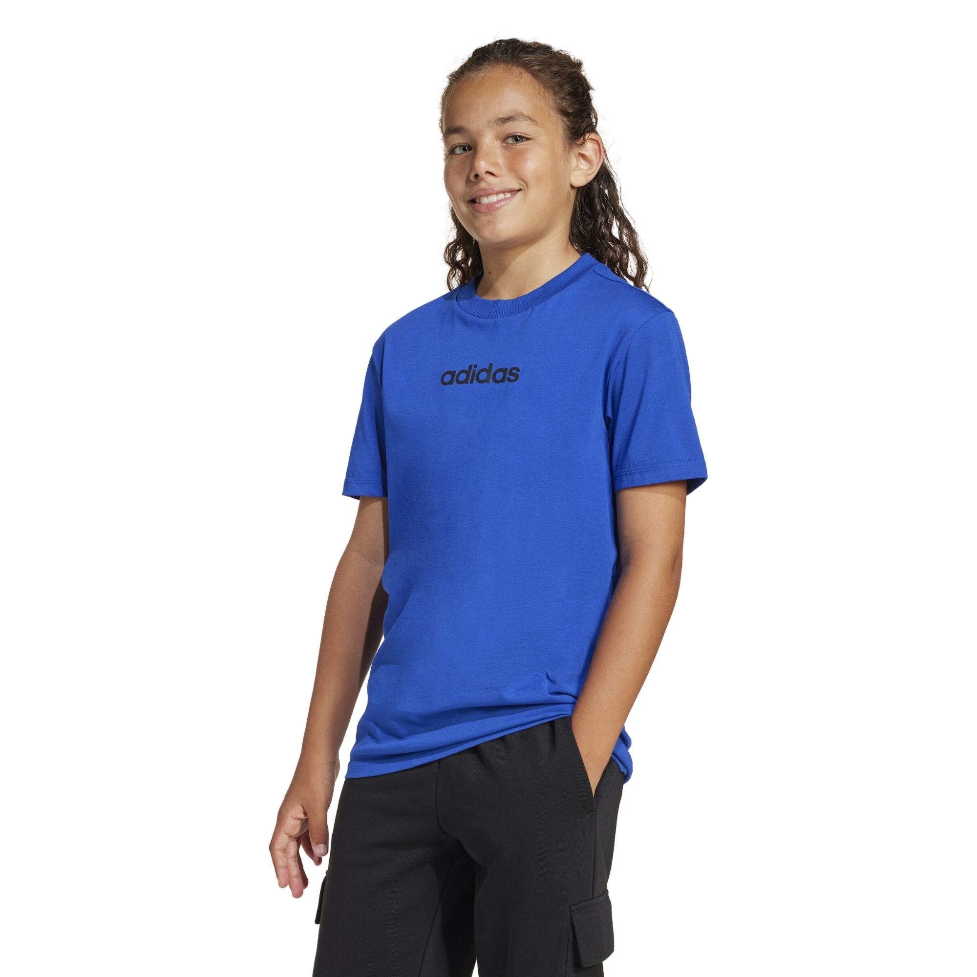 Camiseta Adidas Logo Linear Essentials Infantil - Azul Royal